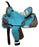 15" DOUBLE T Teal Rough Out Barrel Style Horse Saddle With Printed Inlay - Medieval Replicas