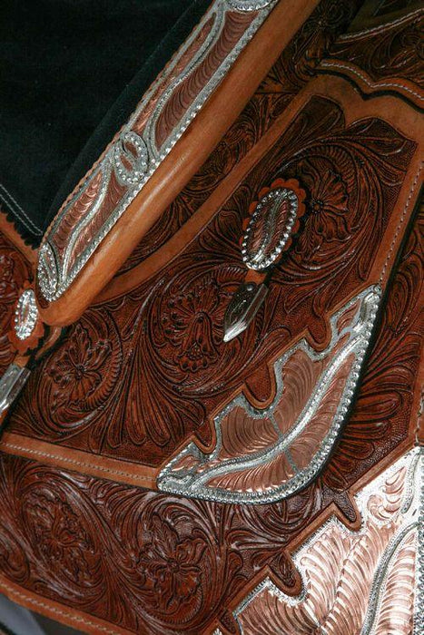 Double T fully tooled show horse saddle 16" - Medieval Replicas