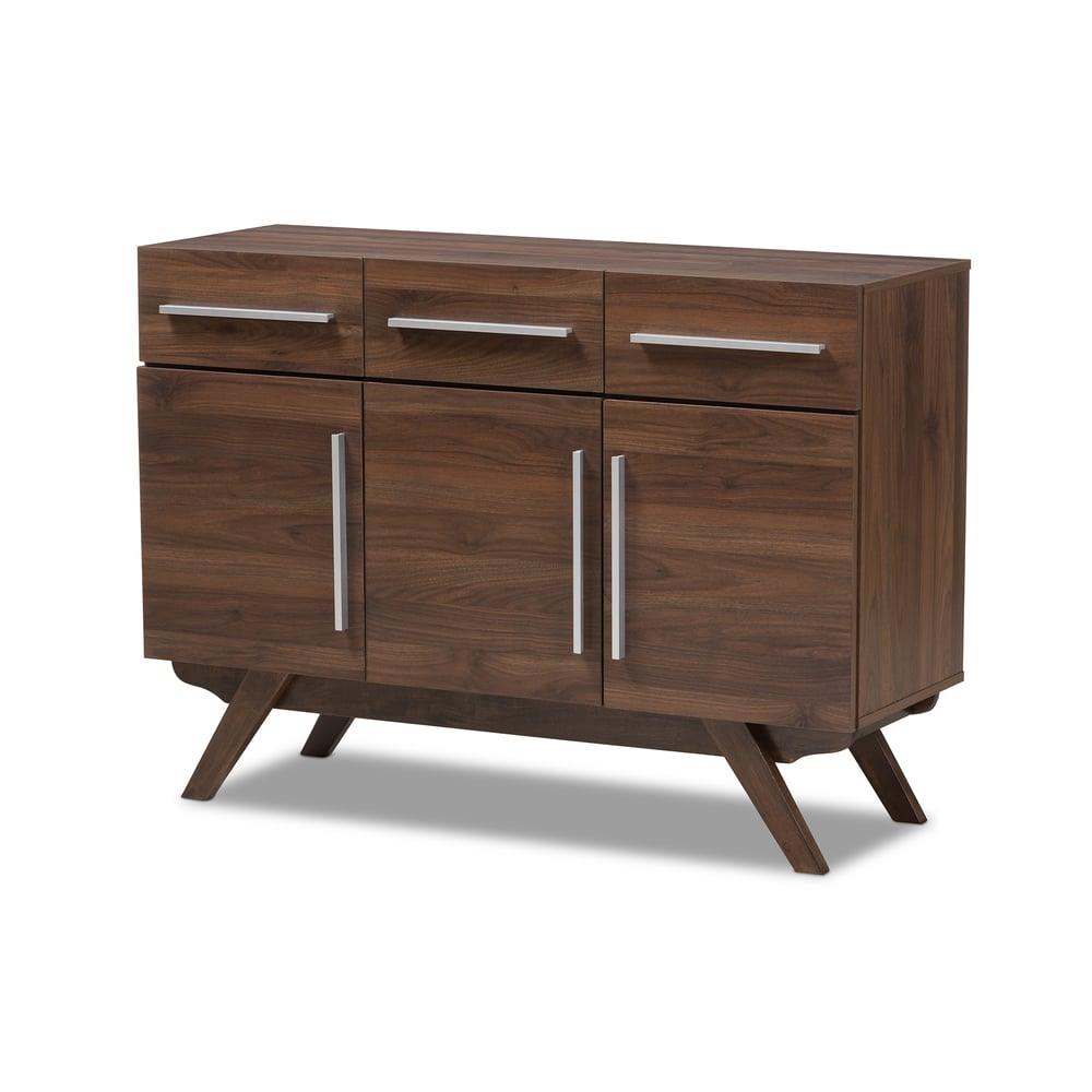 ASHFIELD MODERN WALNUT BROWN FINISHED WOOD 3-DRAWER SIDEBOARD - Medieval Replicas