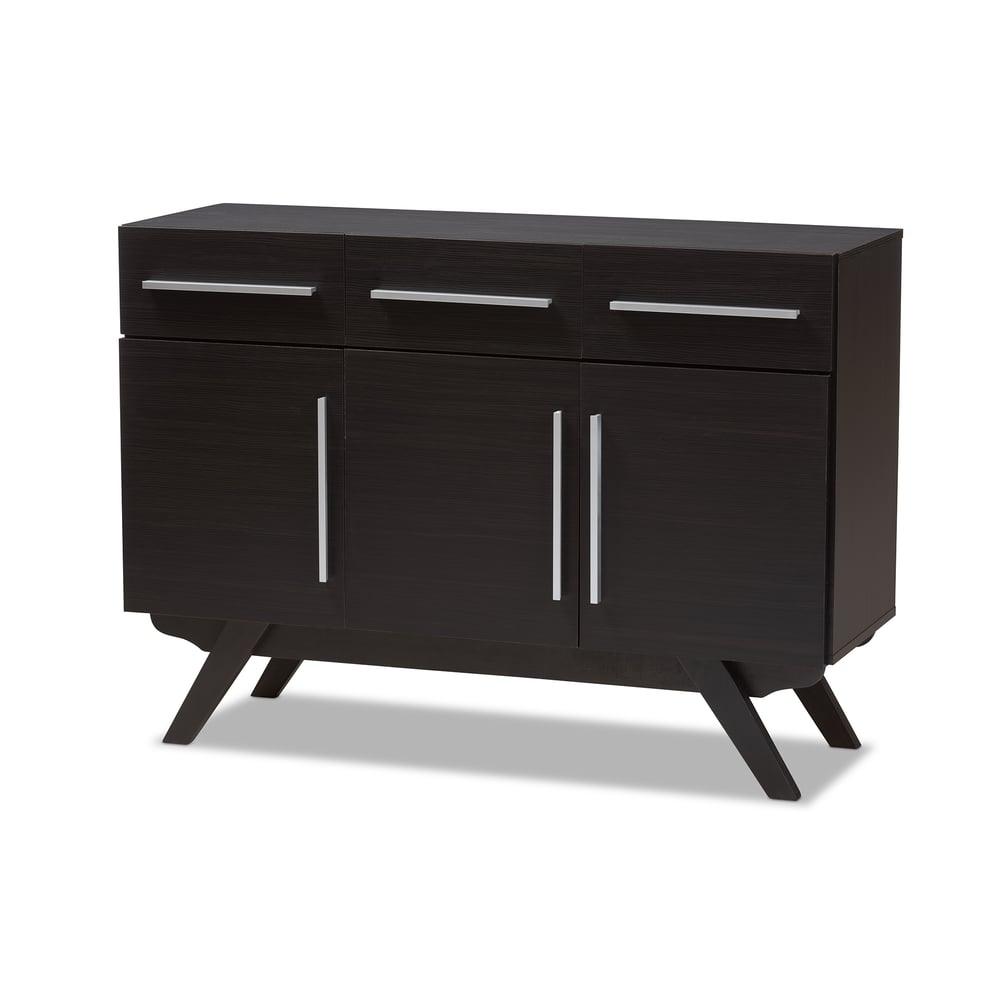 ASHFIELD MODERN ESPRESSO BROWN FINISHED WOOD 3-DRAWER SIDEBOARD - Medieval Replicas