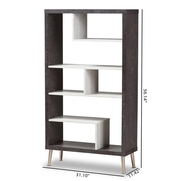 ATLANTIC DARK GREY AND LIGHT GREY TWO-TONE FINISHED WOOD DISPLAY SHELF - Medieval Replicas