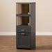 FABIAN MODERN DARK GREY AND OAK BROWN FINISHED KITCHEN CABINET WITH ROLL-OUT COMPARTMENT - Medieval Replicas