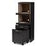 FABIAN MODERN DARK GREY AND OAK BROWN FINISHED KITCHEN CABINET WITH ROLL-OUT COMPARTMENT - Medieval Replicas