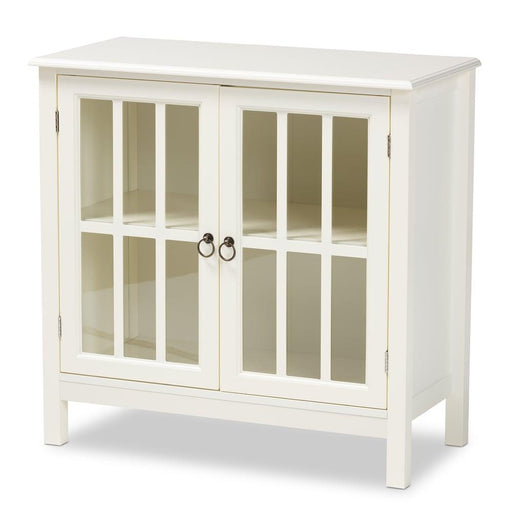 KENDALL WHITE FINISHED WOOD AND GLASS KITCHEN STORAGE CABINET - Medieval Replicas