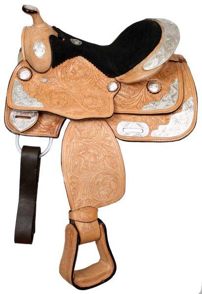 Fully tooled Double T pony show saddle. 12" & 13" - Medieval Replicas