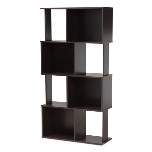 RIVA DARK BROWN FINISHED GEOMETRIC WOOD BOOKSHELF - Medieval Replicas