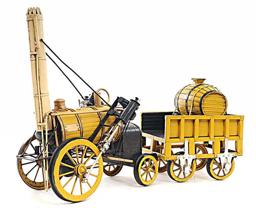 1829 Yellow Stephenson Rocket Steam Locomotive Model - Medieval Replicas