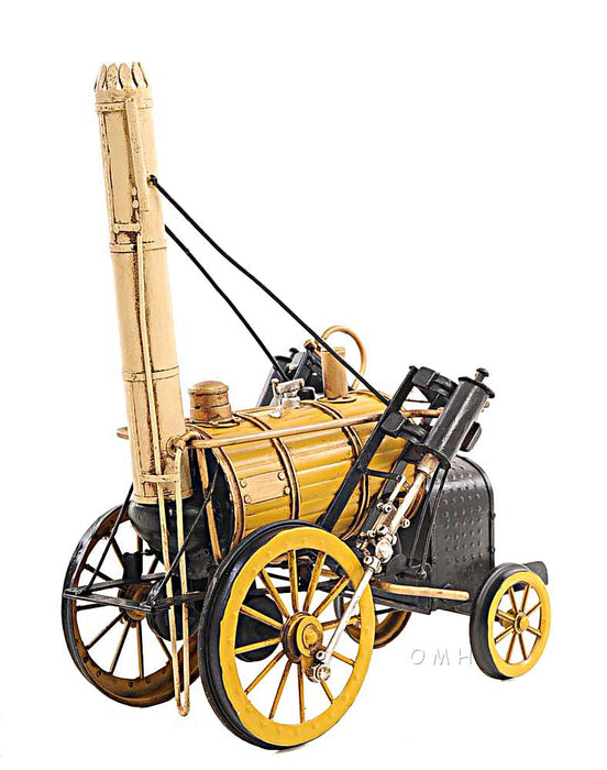 1829 Yellow Stephenson Rocket Steam Locomotive Model - Medieval Replicas