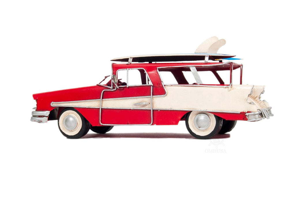 1957 Ford Country Squire Station Wagon Red Car Model - Medieval Replicas