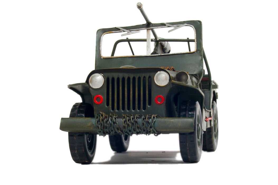 1941 Willys MB Overland Jeep Green Metal Handmade Car Model - Medieval Replicas