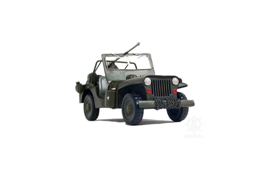 1941 Willys MB Overland Jeep Green Metal Handmade Car Model - Medieval Replicas