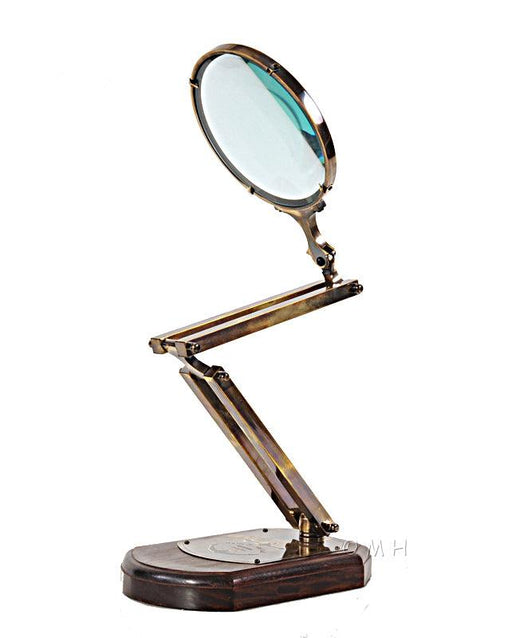 Brass Big Magnifier Glass W/ Wooden Base Home Decor - Medieval Replicas