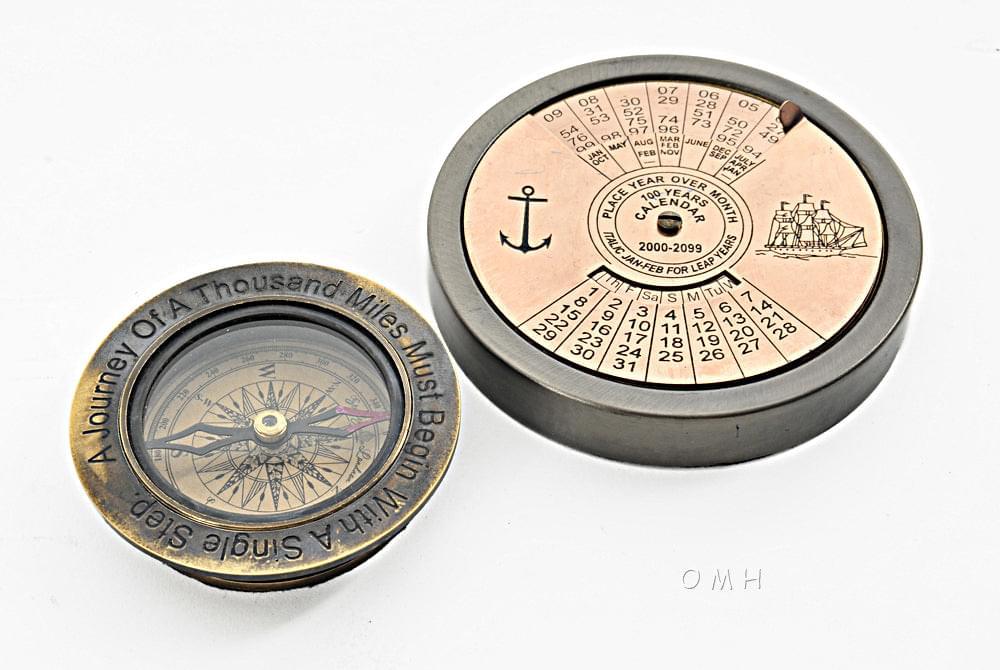 100 Year Calendar & Compass Quote Set of 2 - Medieval Replicas