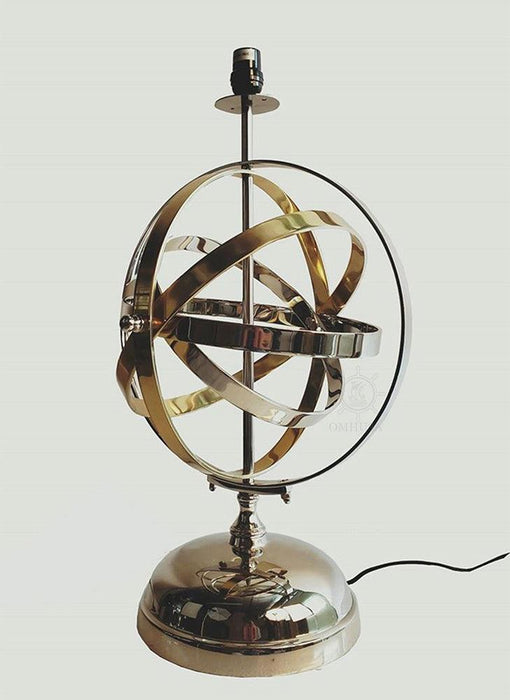 Aluminum Armillary Table Lamp Collectible Home Decoration Art - Medieval Replicas