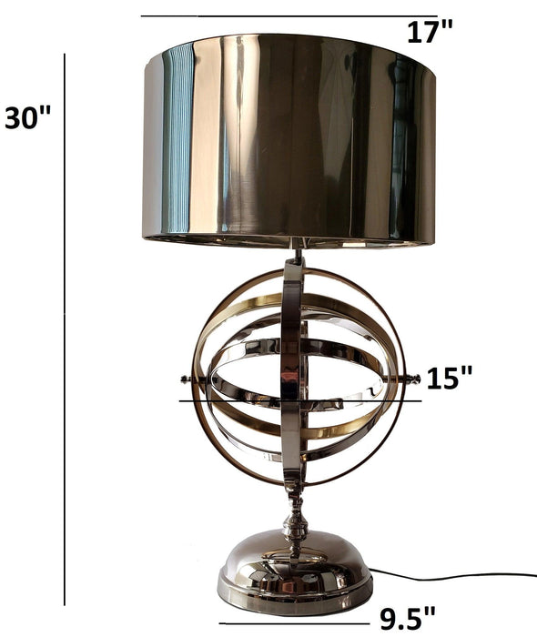 Aluminum Armillary Table Lamp Collectible Home Decoration Art - Medieval Replicas