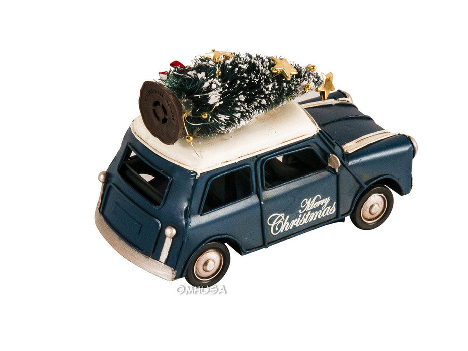 Handmade 1960s Mini Cooper Christmas Car Model Set of 2 - Medieval Replicas