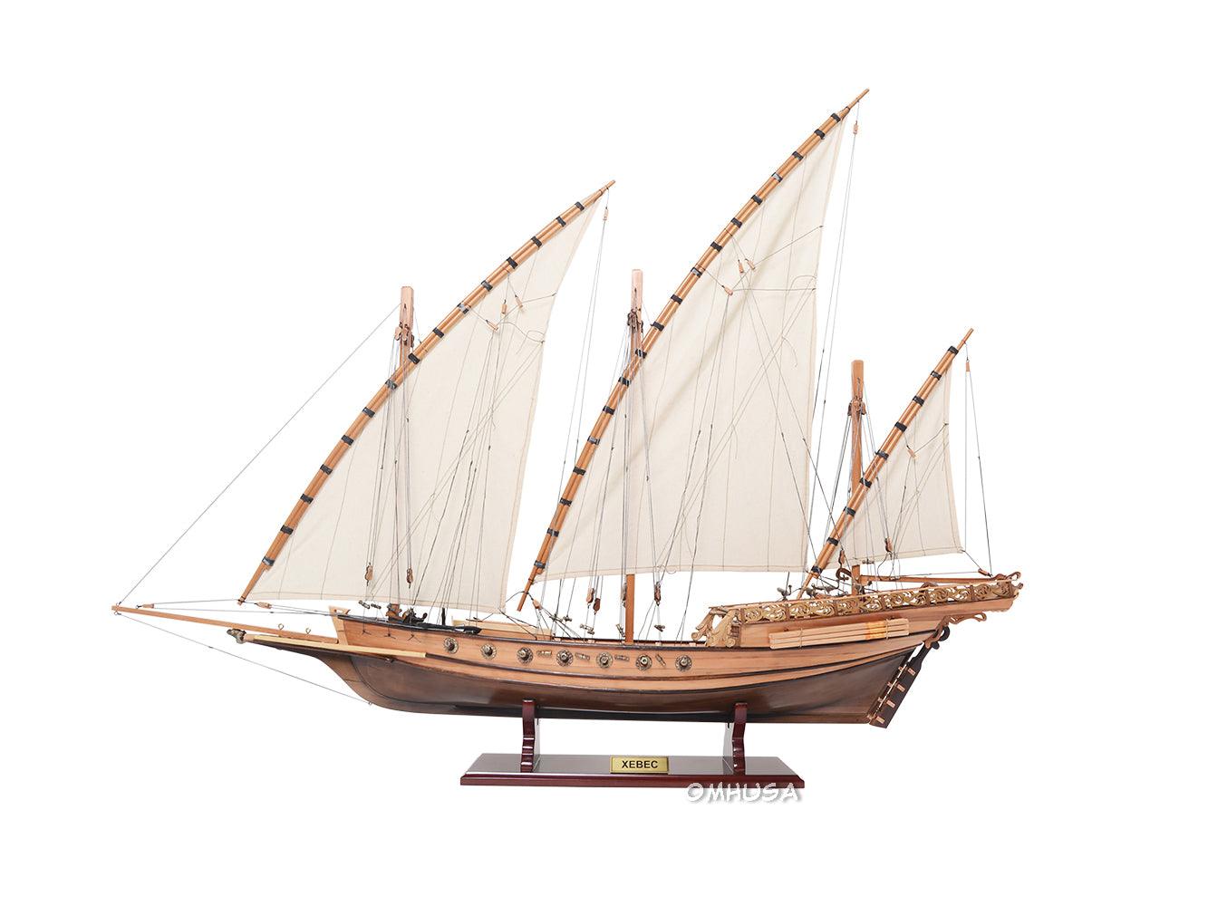 Handcrafted  FULLY ASSEMBLED Xebec Ship Model - Medieval Replicas