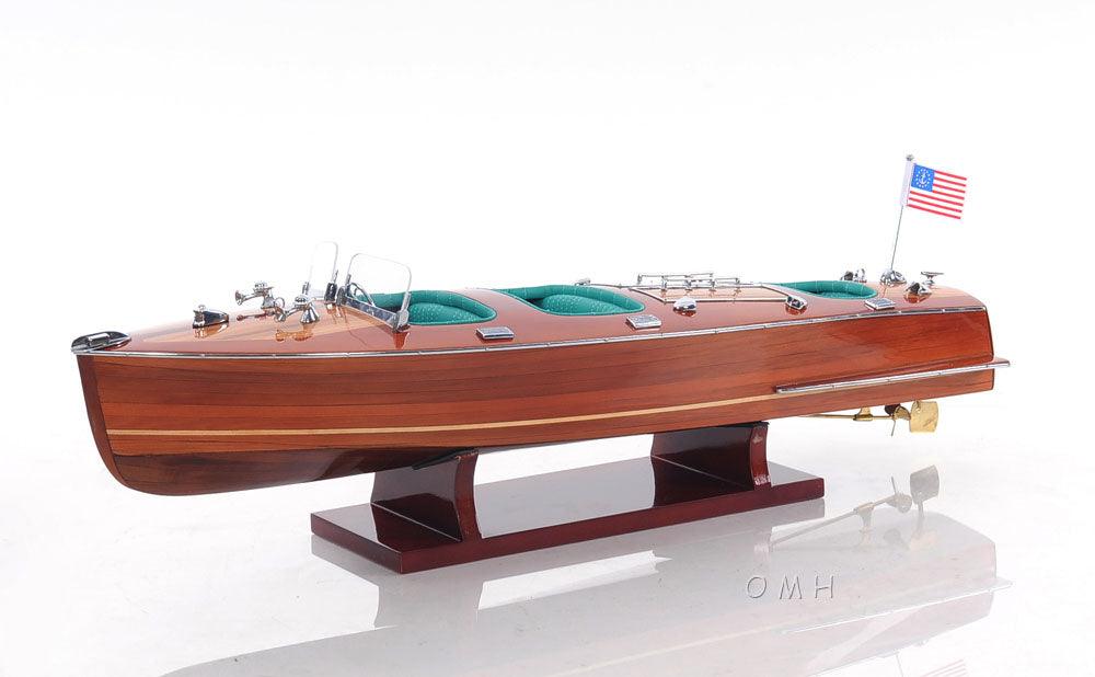 Chris Craft Triple Cockpit Wooden Boat Model Finest Home Decorative Art Piece - Medieval Replicas