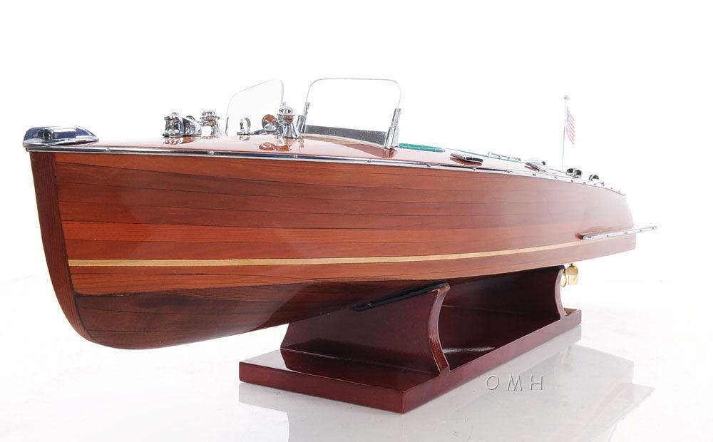 Chris Craft Triple Cockpit Wooden Boat Model Finest Home Decorative Art Piece - Medieval Replicas