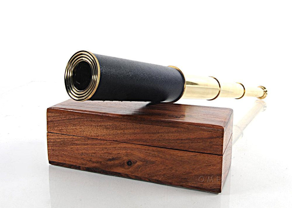 Handheld Telescope In Wooden Box Home Model Decoration - Medieval Replicas