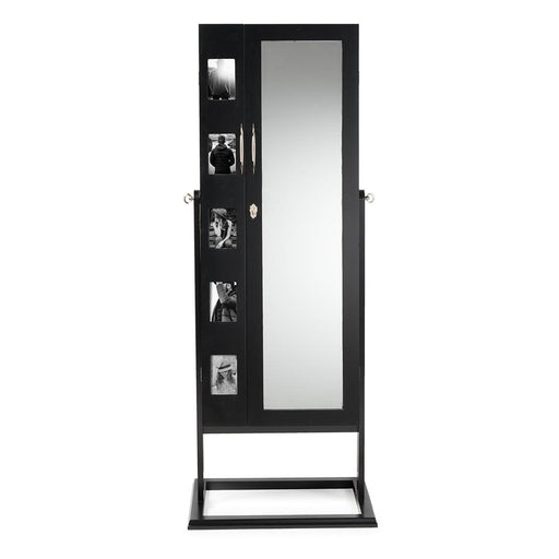 VITTORIA BLACK FINISH WOOD SQUARE FOOT FLOOR STANDING DOUBLE DOOR STORAGE JEWELRY ARMOIRE CABINET - Medieval Replicas