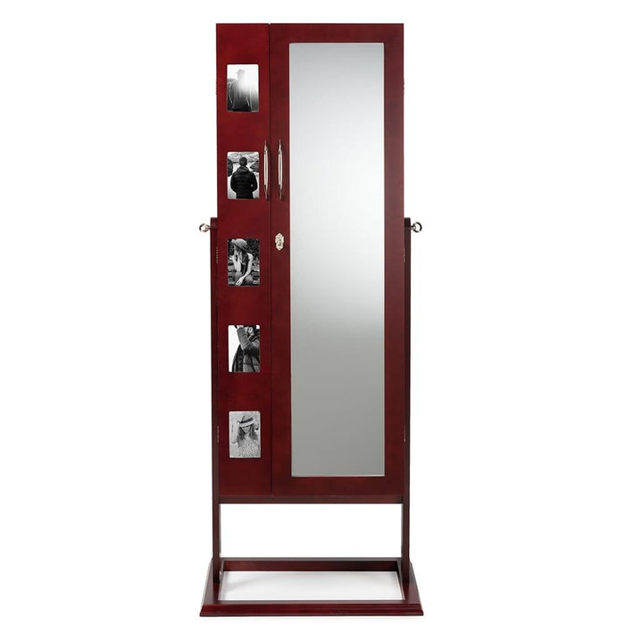 VITTORIA BROWN FINISH WOOD SQUARE FOOT FLOOR STANDING DOUBLE DOOR STORAGE JEWELRY ARMOIRE CABINET - Medieval Replicas