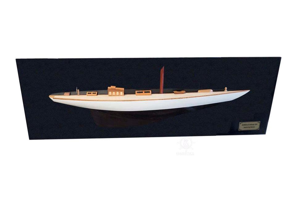 Handmade Shamrock Brown/White Painted Half-Hull Model Boat Yacht - Medieval Replicas