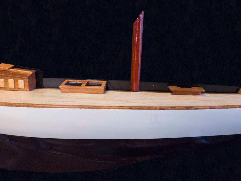 Handmade Shamrock Brown/White Painted Half-Hull Model Boat Yacht - Medieval Replicas