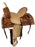 Double T brown suede seat barrel horse saddle with floral tooling 12" - Medieval Replicas