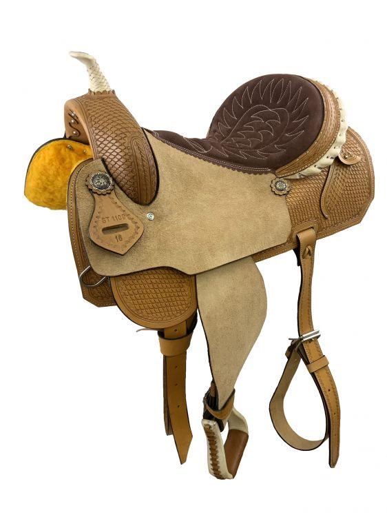 16" Light Oil Barrel Style Saddle With Roughout Fenders & Jockies, and Padded - Medieval Replicas