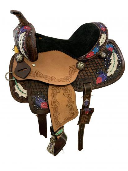 13" Double T youth barrel style horse saddle |riding saddle seat