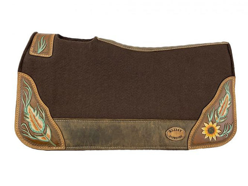 Cowgirl 28x30 Barrel Style Horse felt Saddle Pad with antiqued feather
