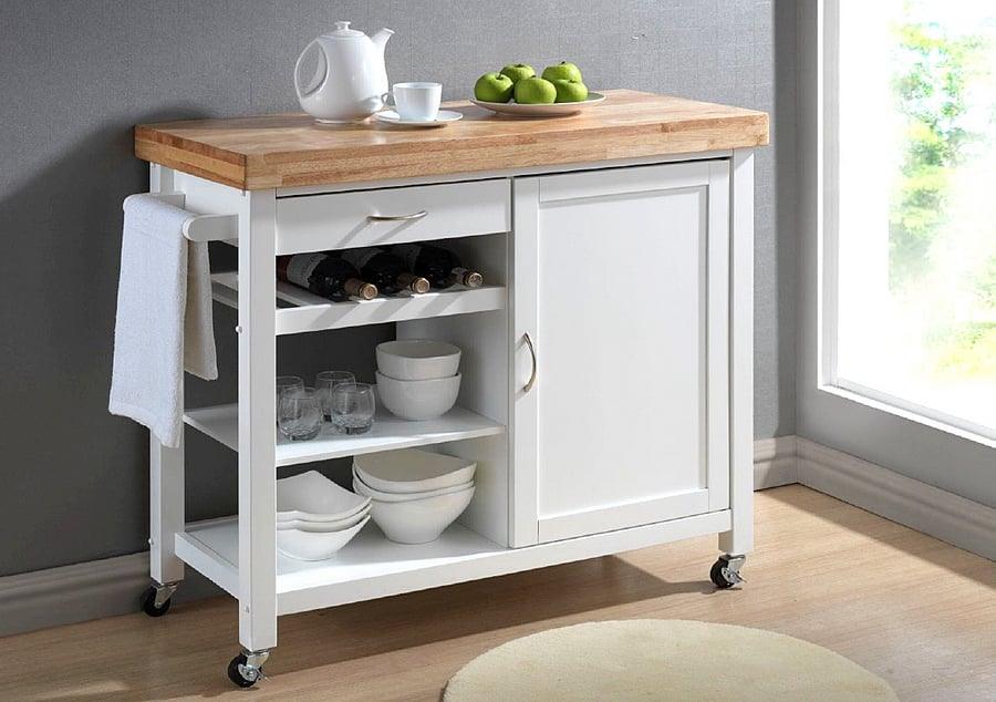 DENVER WHITE MODERN KITCHEN CART - Medieval Replicas