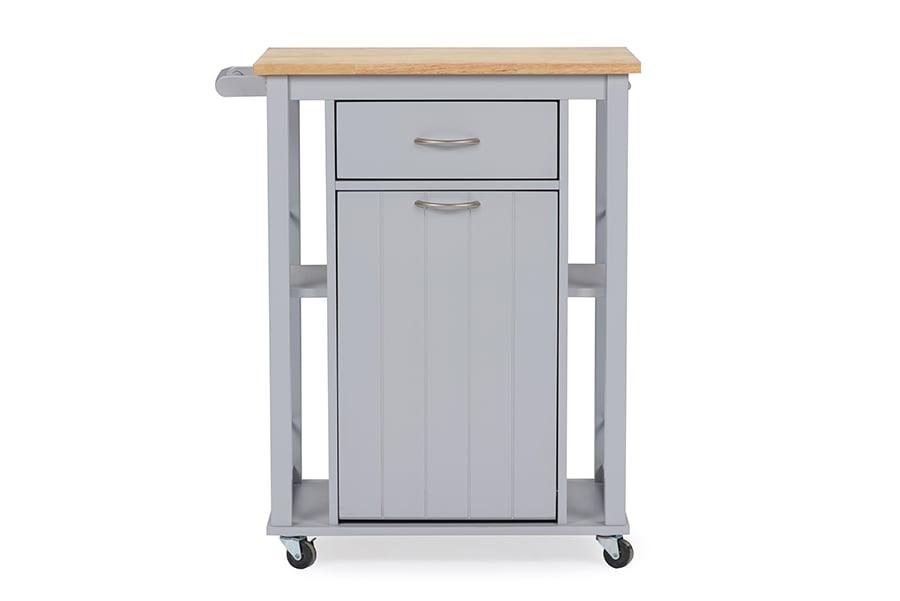 YONKERS LIGHT GREY KITCHEN CART WITH WOOD TOPONE (1) KITCHEN CART - Medieval Replicas