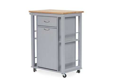 YONKERS LIGHT GREY KITCHEN CART WITH WOOD TOPONE (1) KITCHEN CART - Medieval Replicas