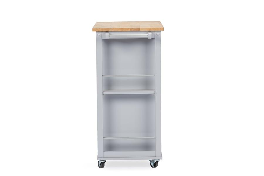 YONKERS LIGHT GREY KITCHEN CART WITH WOOD TOPONE (1) KITCHEN CART - Medieval Replicas