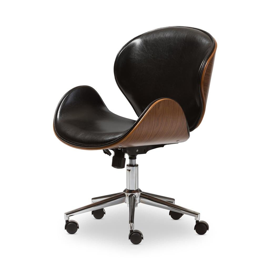 BRUCE WALNUT AND BLACK MODERN OFFICE CHAIR - Medieval Replicas