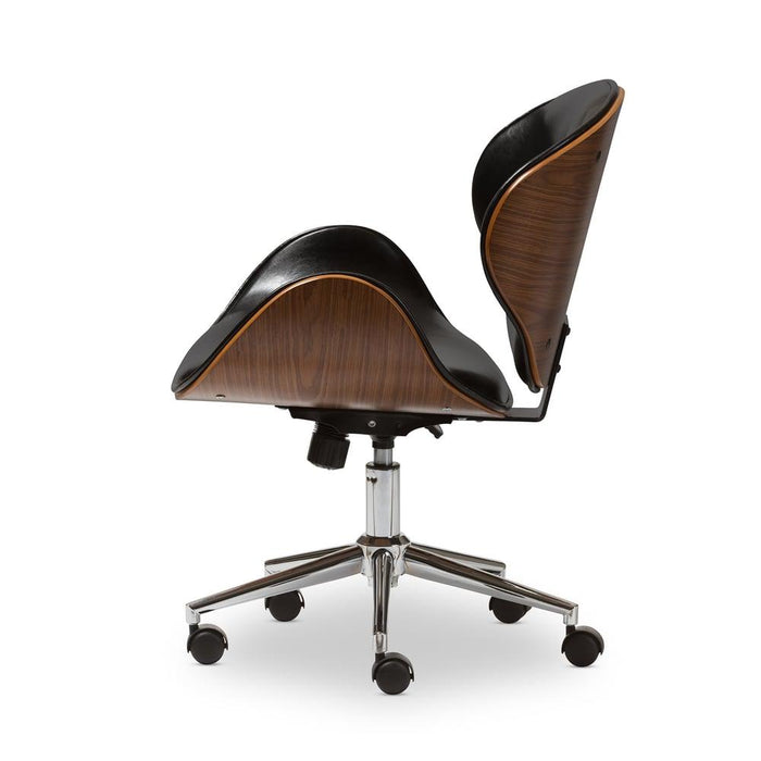 BRUCE WALNUT AND BLACK MODERN OFFICE CHAIR - Medieval Replicas