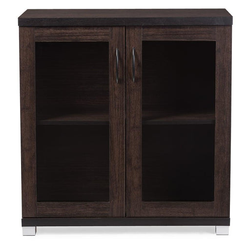 ZENTRA MODERN DARK BROWN SIDEBOARD STORAGE CABINET WITH GLASS DOORS - Medieval Replicas