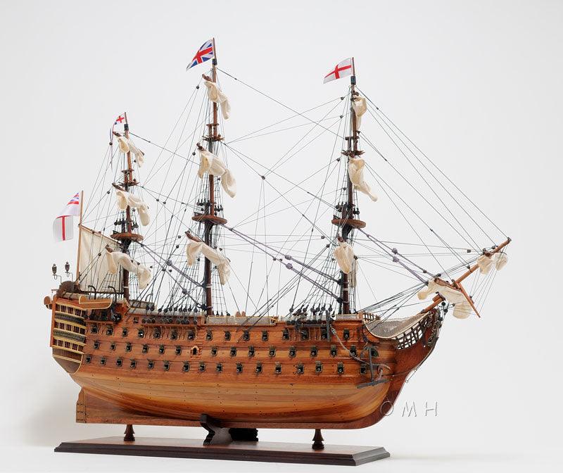 Handcrafted  HMS Victory Midsize Model Ship With Display Case  Front Open - Medieval Replicas