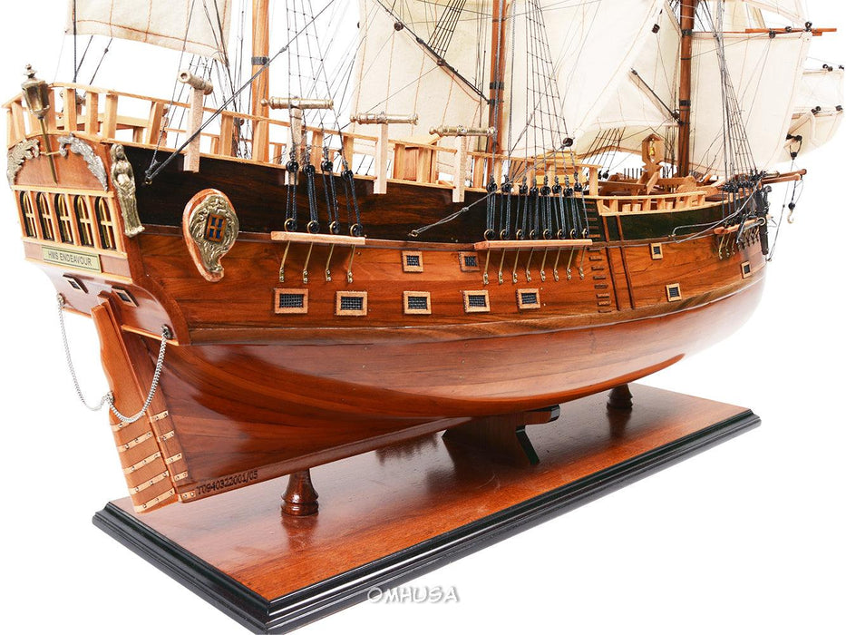 H.M.S Endeavour Handcrafted Wooden Model Ship 38 " Long - Medieval Replicas