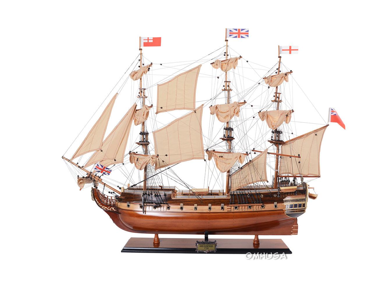 H.M.S SURPRISE Wooden Handcrafted Model Ship 37" - Medieval Replicas