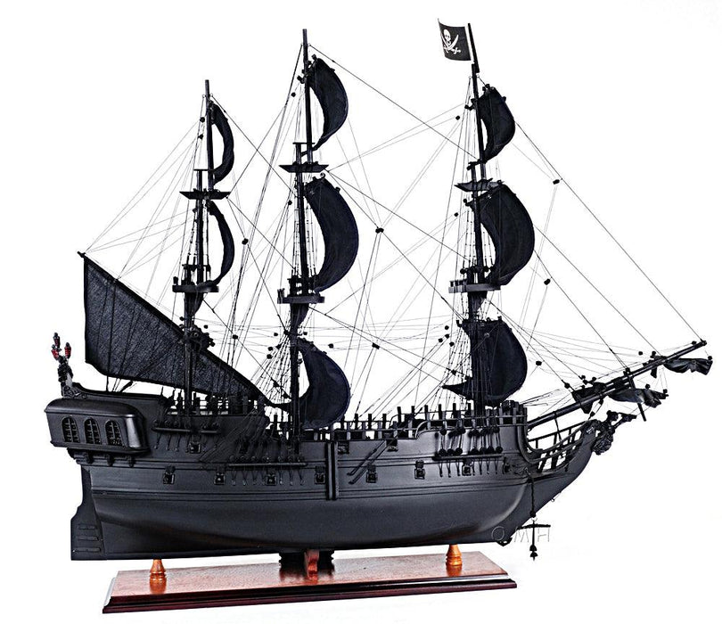 Handcrafted Black Pearl Pirate Ship Large Model With Table Top Display Case - Medieval Replicas