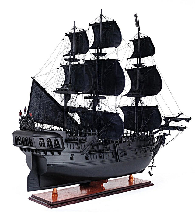 Handcrafted Black Pearl Pirate Ship Large Model With Table Top Display Case - Medieval Replicas