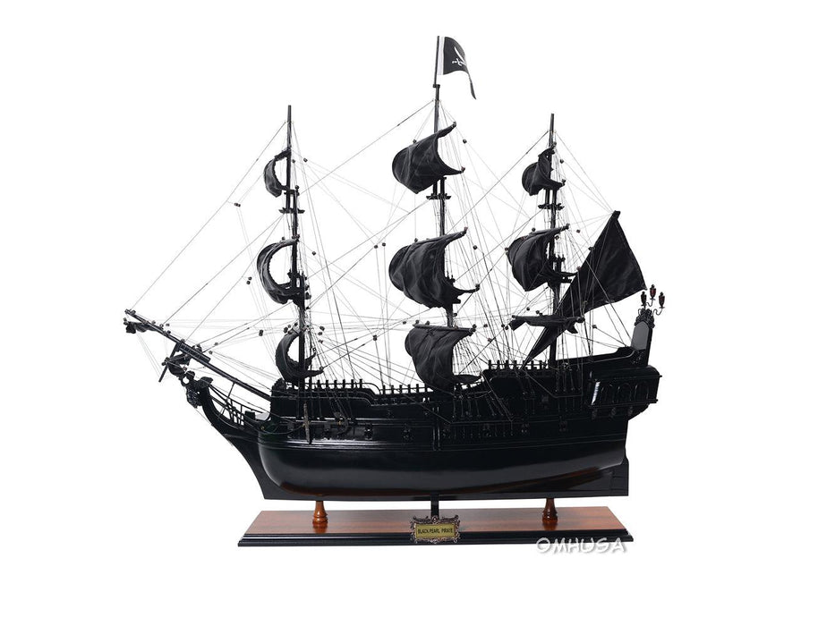 Black Pearl Pirate Handmade Wooden Ship Model 35" Long - Medieval Replicas