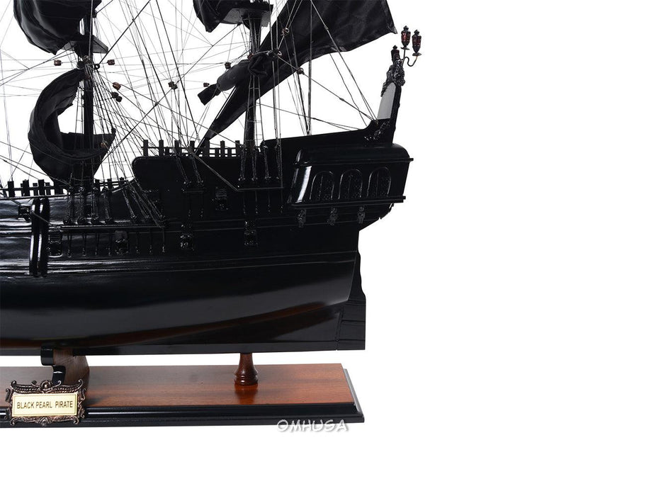 Black Pearl Pirate Handmade Wooden Ship Model 35" Long - Medieval Replicas