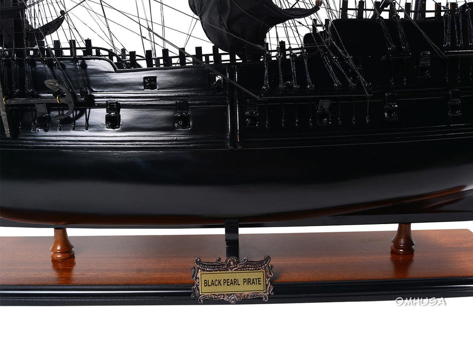 Black Pearl Pirate Handmade Wooden Ship Model 35" Long - Medieval Replicas