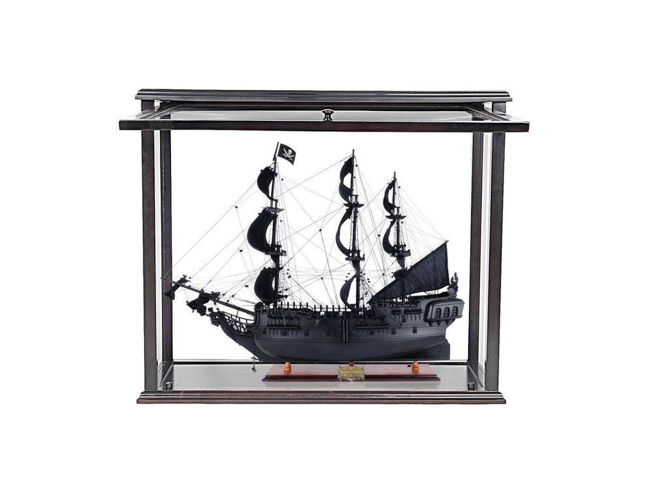 Handcrafted Black Pearl Pirate Ship Midsize With Display Case Front Open - Medieval Replicas