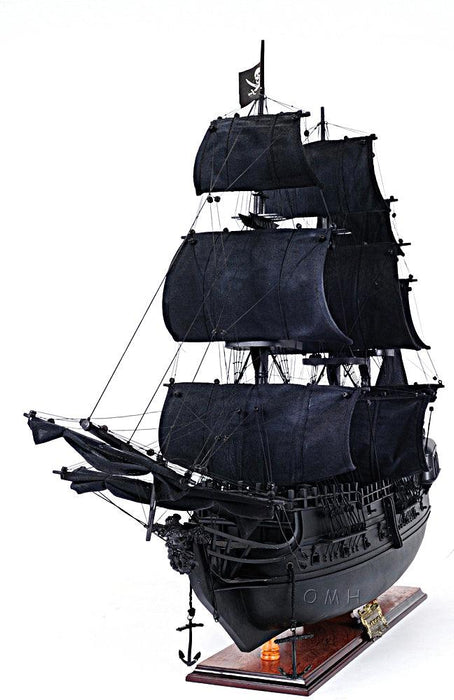 Handcrafted Black Pearl Pirate Ship Midsize With Display Case Front Open - Medieval Replicas