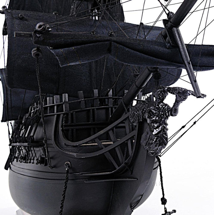 Handcrafted Black Pearl Pirate Ship Midsize With Display Case Front Open - Medieval Replicas